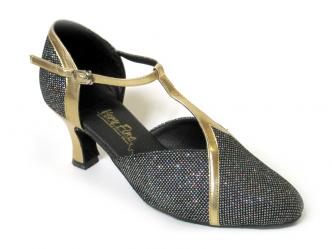 dansschoenen goud zwart glittereffect  
